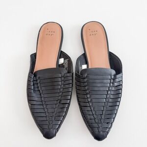 A New Day Womens Woven Mules Size 9 Black SlipOn Loafer Flats Minimalist Capsule